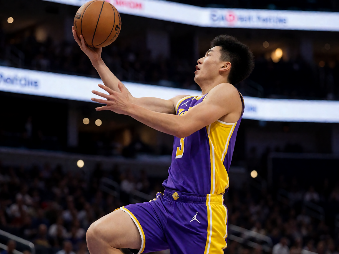 NBA篮球比赛中球员突破上篮瞬间